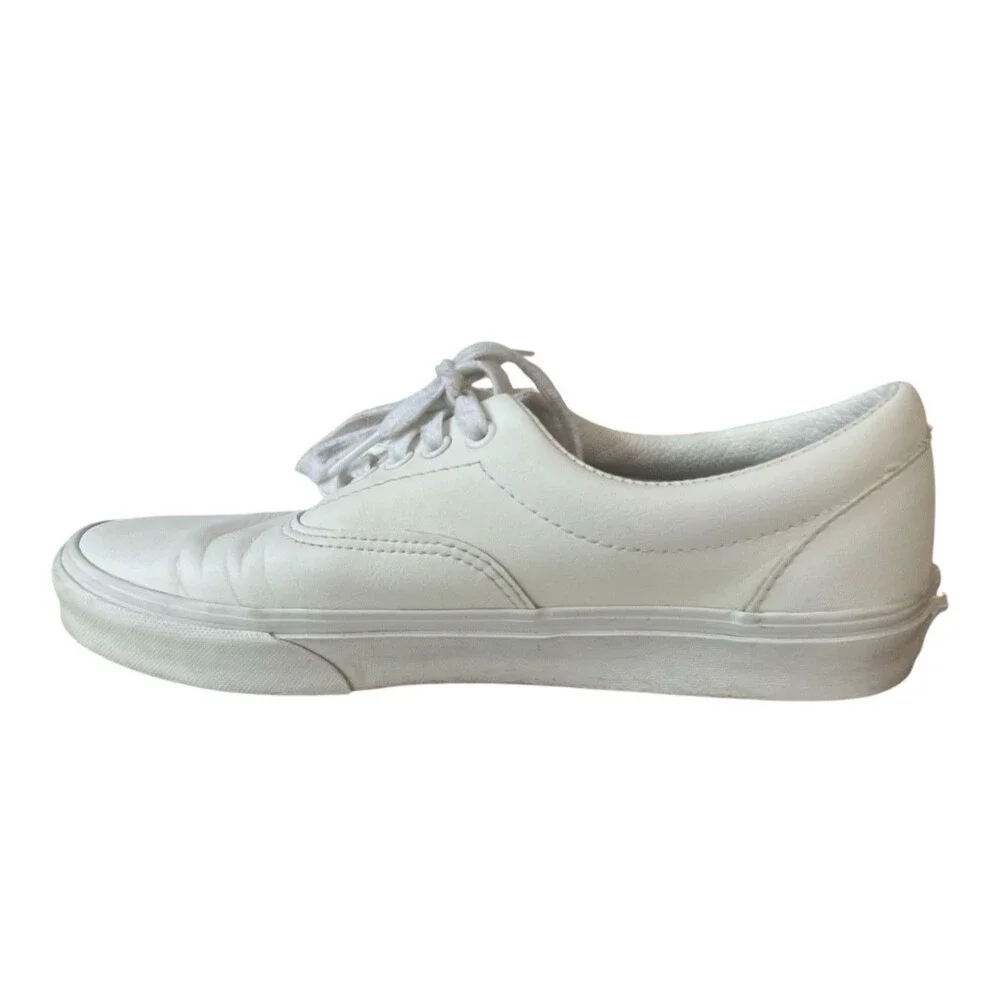 Vans Doheny Mens Skate Shoes Leather Trainers Triple White Lace Up Size 9